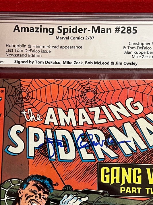 Amazing Spider-Man #285 - Signed X 4 - PGX 8.5