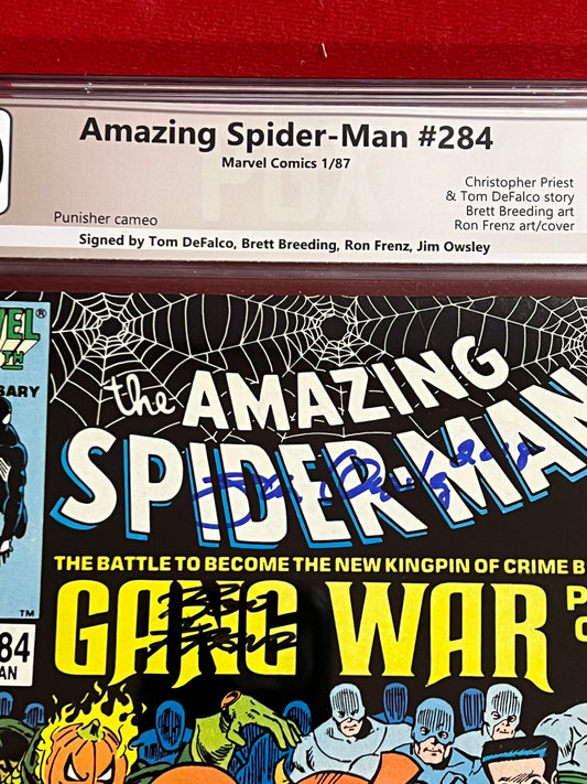 Amazing Spider-Man #284 - Signed X 4 - PGX 8.0