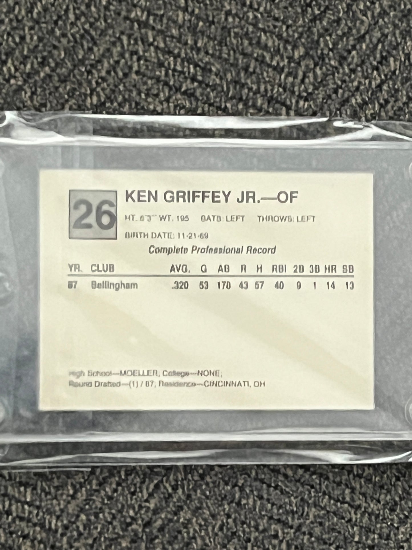 1988 California League All-Stars Ken Griffey Jr. Cal League #26 (Ungraded)