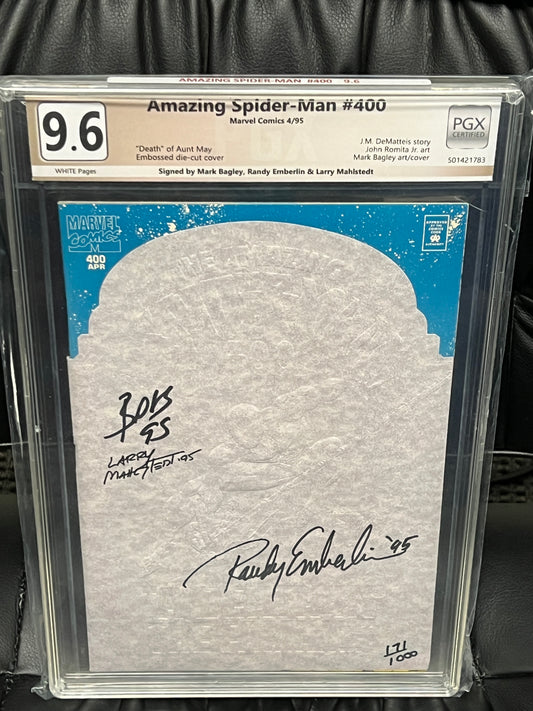 Amazing Spider-Man #400 - PGX 9.6 - Signed by Emberlin, Bagley and Mahlstedt