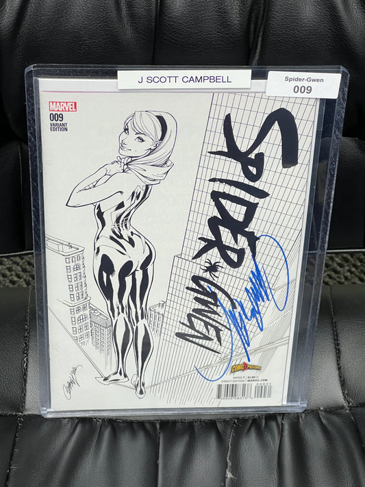 Spider-Gwen #9 - B&W Variant - Signed by J Scott Campbell