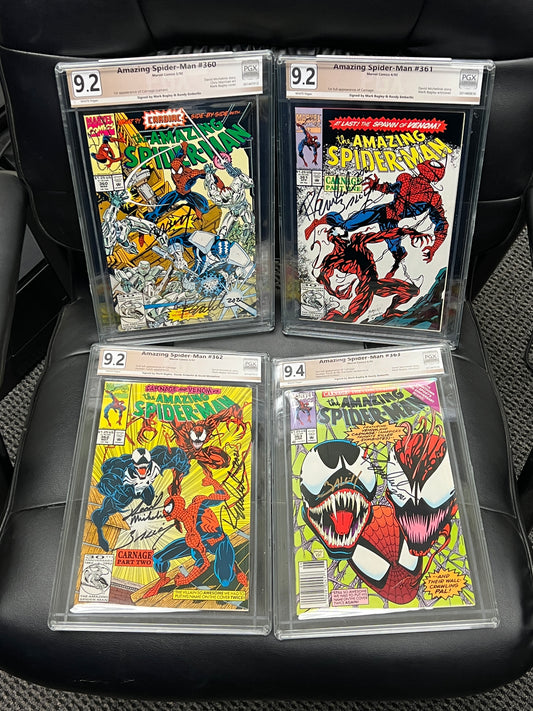 Amazing Spider-Man #'s 360-363 - CARNAGE!!!! - All Signed and Graded
