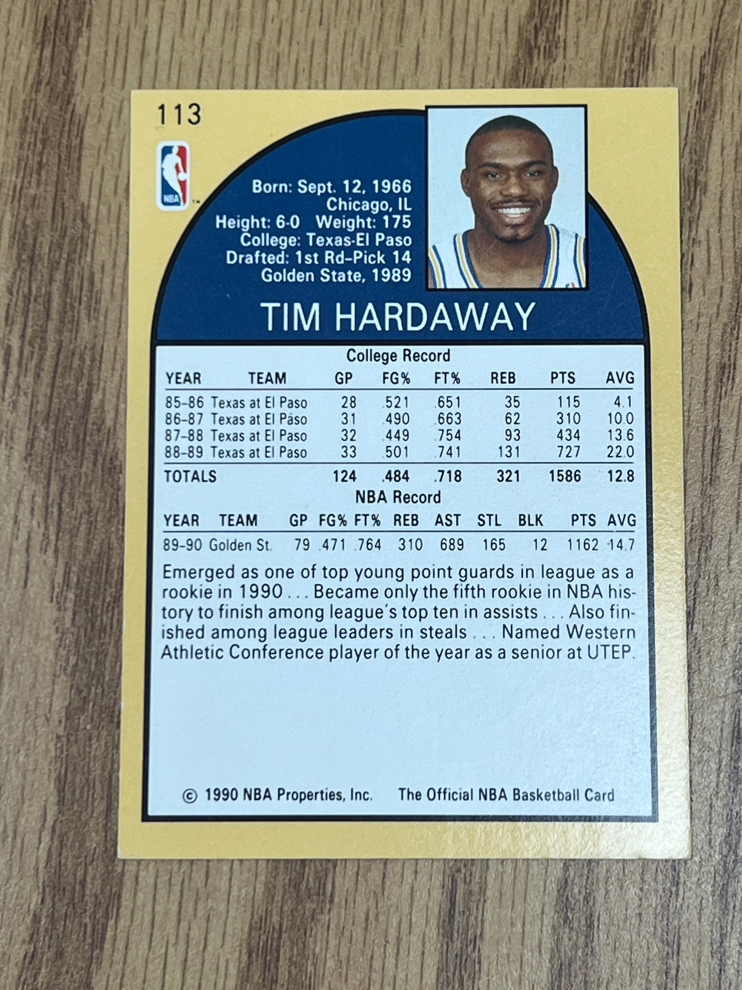 1990 Hoops Basketball - Tim Hardaway - Rookie Card