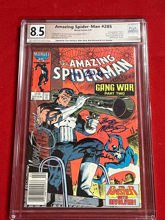 Amazing Spider-Man #285 - Signed X 4 - PGX 8.5