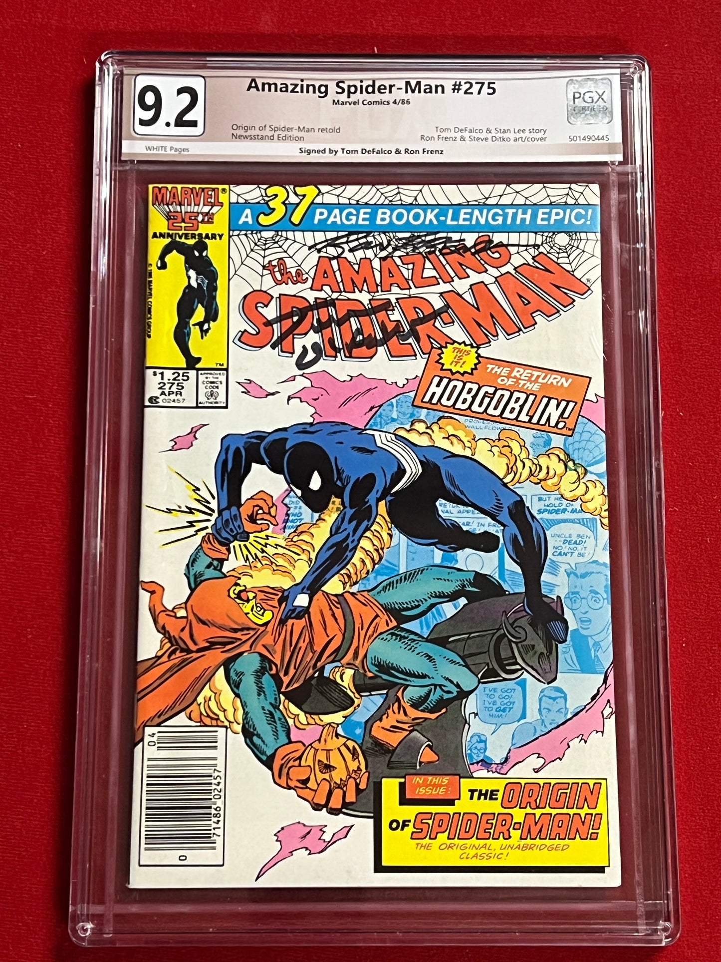 Amazing Spider-Man #275 - Signed DeFalco and Frenz - PGX 9.2