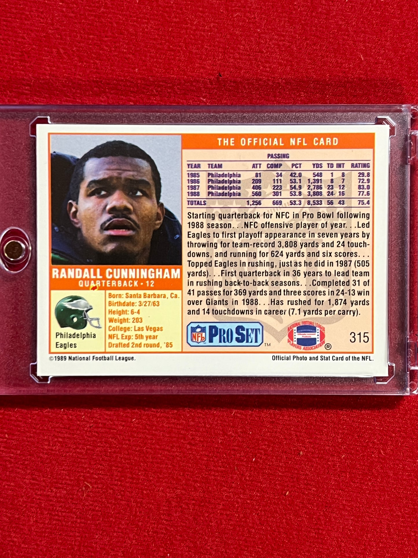 1989 ProSet - Randall Cunningham - Autographed Card