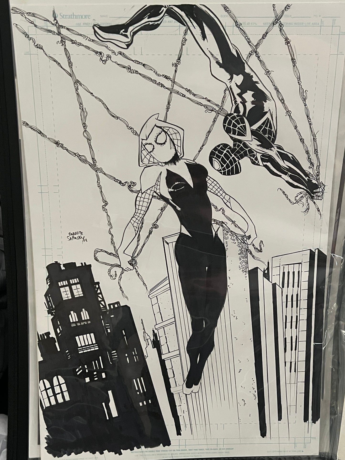 Original Comic Art - Fabrice Sapolsky - Miles Marales and Spider-Gwen - Commissioned Art