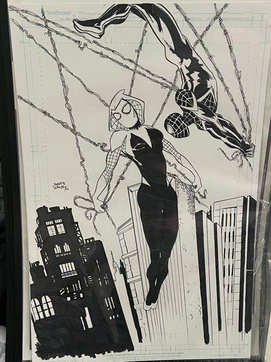Original Comic Art - Fabrice Sapolsky - Miles Marales and Spider-Gwen - Commissioned Art