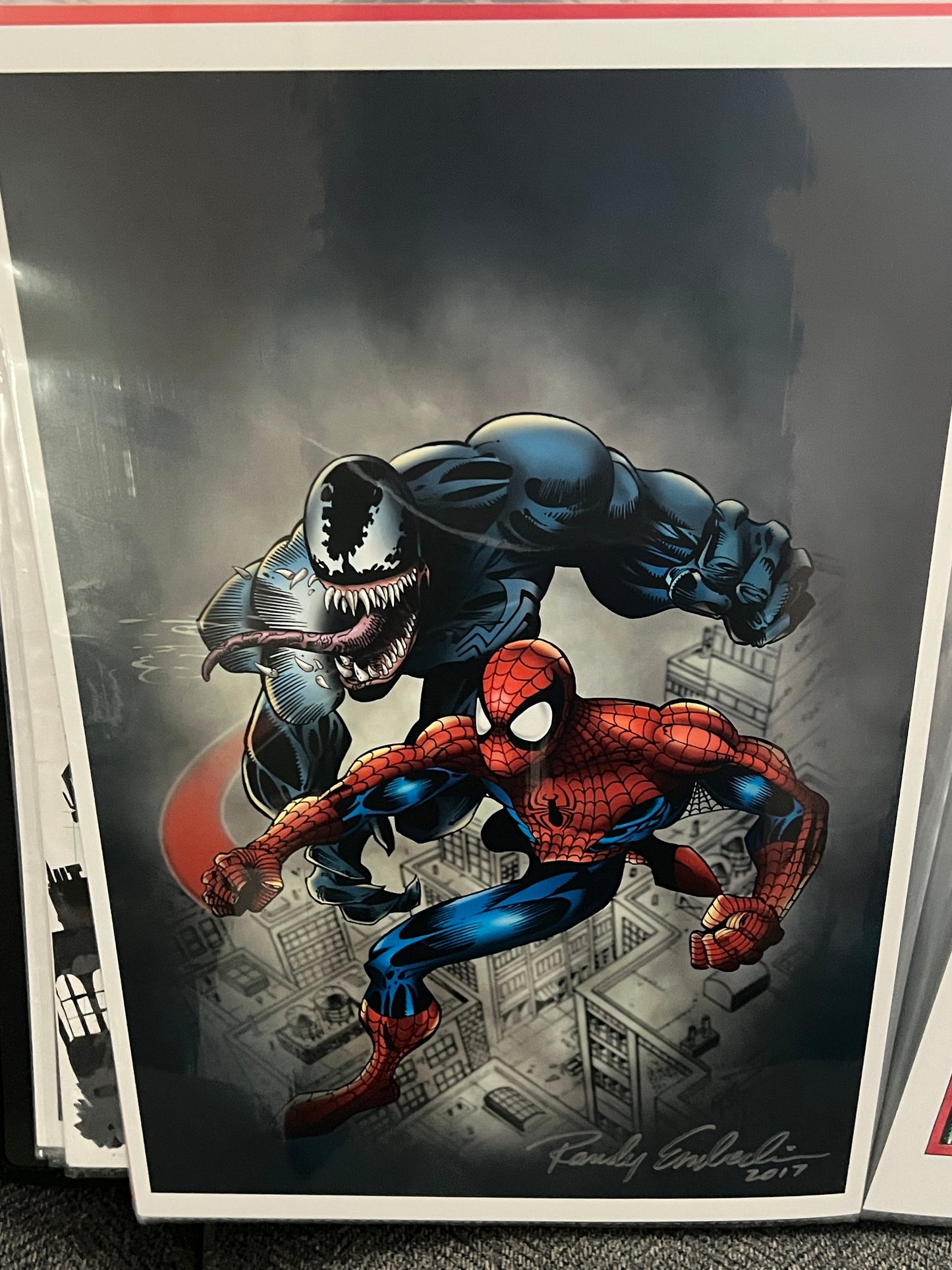 Art Print (11 x 17) - Venom and Spider-Man - Signed by Randy Emberlin