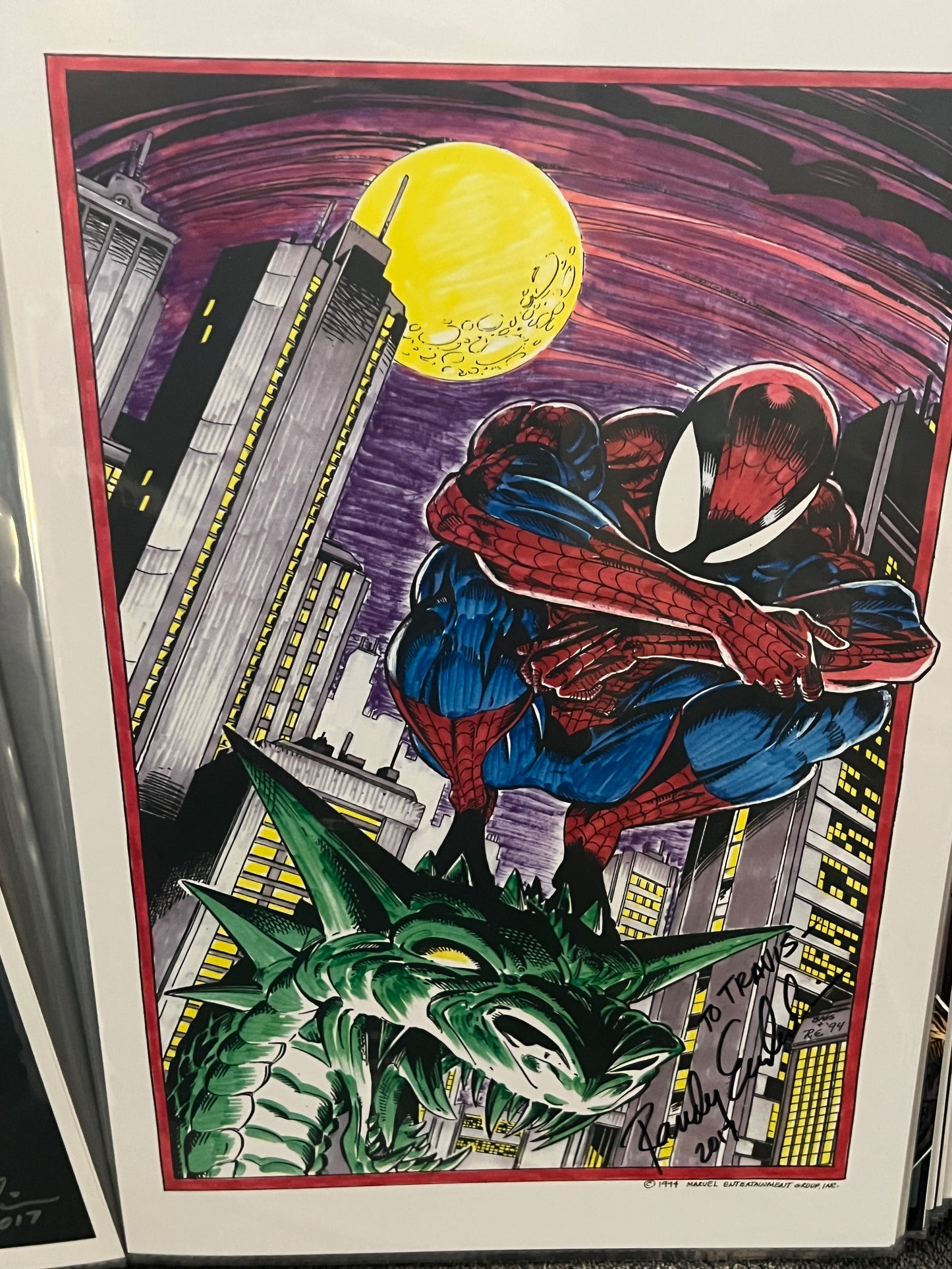 Art Print (11 x 17) - Spider-Man on Dragon Head - Signed by Randy Emberlin