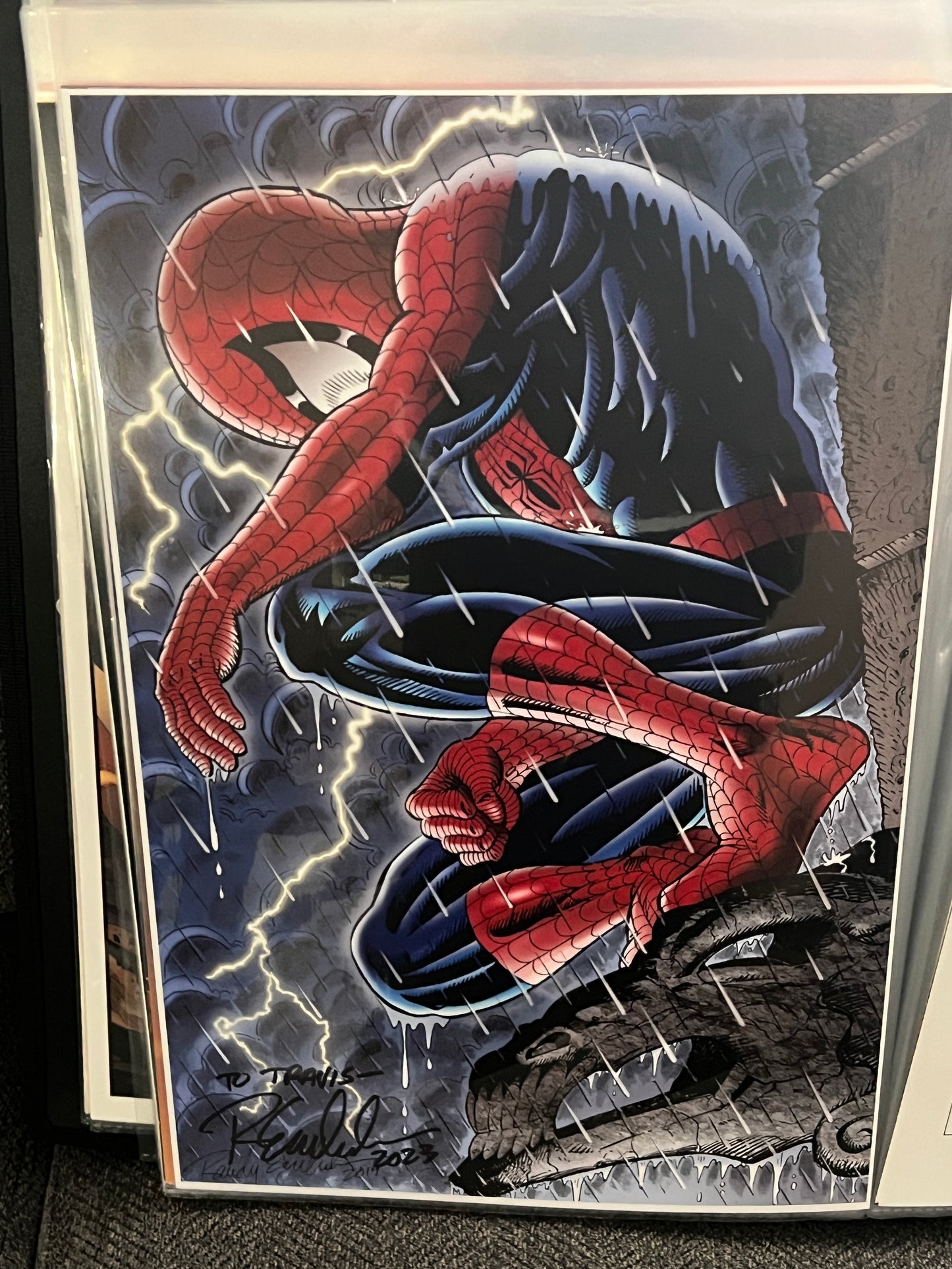 Art Print (11 x 17) - Amazing Spider-Man on Gargoyle Statue- Signed by Randy Emberlin