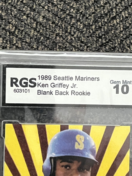 1989 SEATTLE MARINERS KEN GRIFFEY JR. BLANK BACK ROOKIE (RGS - 10.0)