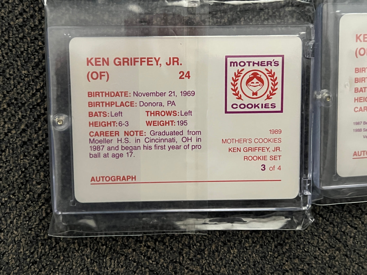 1989 Mothers Cookies Ken Griffey Jr. Rookies #1-4 (Ungraded - Full Set)