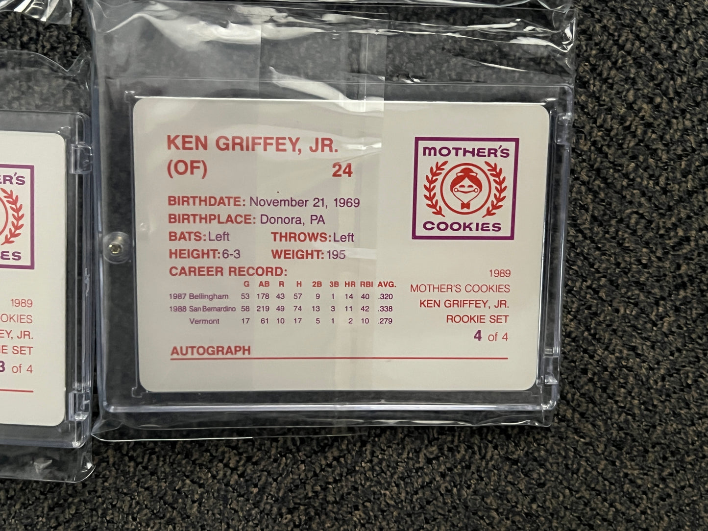 1989 Mothers Cookies Ken Griffey Jr. Rookies #1-4 (Ungraded - Full Set)